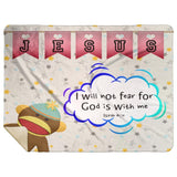 Hope Inspiring Kids Snuggly Blanket - God Is With Me ~Isaiah 41:10~ (Design: Monkey)