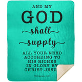 Typography Premium Sherpa Mink Blanket - My God Shall Supply All My Needs ~Philippians 4:19~