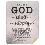 Typography Premium Sherpa Mink Blanket - My God Shall Supply All My Needs ~Philippians 4:19~