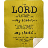 Typography Premium Sherpa Mink Blanket - The Lord Is My Rock & Fortress ~Psalm 18:2~