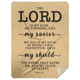 Typography Premium Sherpa Mink Blanket - The Lord Is My Rock & Fortress ~Psalm 18:2~