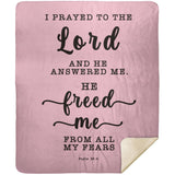 Typography Premium Sherpa Mink Blanket - The Lord Delivered Me From All My Fears ~Psalm 34:4~