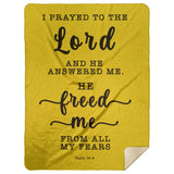 Typography Premium Sherpa Mink Blanket - The Lord Delivered Me From All My Fears ~Psalm 34:4~