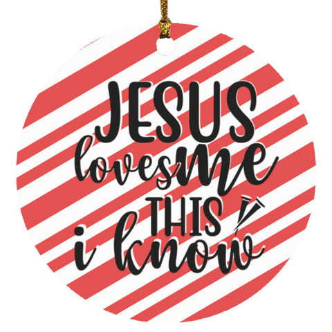 Durable MDF High-Gloss Christmas Ornament: Jesus Loves Me This I Know (Design: Round-Candy)