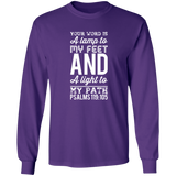 Bible Verse Unisex Long Sleeve T-Shirt - Your Word Is Light To My Path ~Psalm 119:105~ Design 3