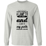 Bible Verse Long Sleeve  Ultra Cotton T-Shirt - "Psalm 119:105" Design 17 (Black Font) - Meditate Healing Christian Store