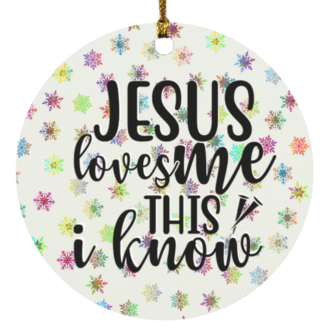 Durable MDF High-Gloss Christmas Ornament: Jesus Loves Me This I Know (Design: Round-Rainbow Snowflake)