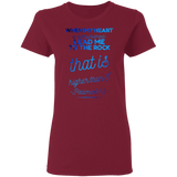 Bible Verses Ladies' 5.3 oz. T-Shirt - "Psalm 61:2" Design 18 - Meditate Healing Christian Store