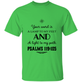 Bible Verse Men 5.3 oz. T-Shirt - "Psalm 119:105" Design 5 (Black Font) - Meditate Healing Christian Store