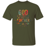 Bible Verse Men 5.3 oz. T-Shirt - "Psalm 73:26" Design 1 - Meditate Healing Christian Store