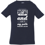 Bible Verse Infant Jersey T-Shirt - "Psalm 119:105" Design 17 (White Font) - Meditate Healing Christian Store