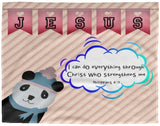 Hope Inspiring Kids Snuggly Blanket - Spirit Of God Lives In Me ~1 Corinthians 3:16~ (Design: Panda 2)