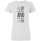 Bible Verse Ladies' 5.3 oz. T-Shirt - "Psalm 119:105" Design 20 (Black Font) - Meditate Healing Christian Store