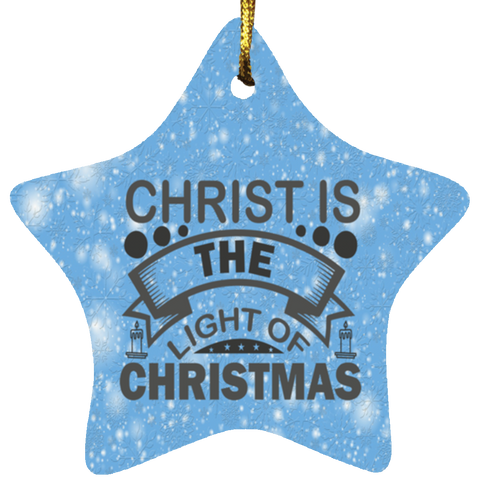 Durable MDF High-Gloss Christmas Ornament: Christ Is The Light Of Christmas (Design: Star-Blue)