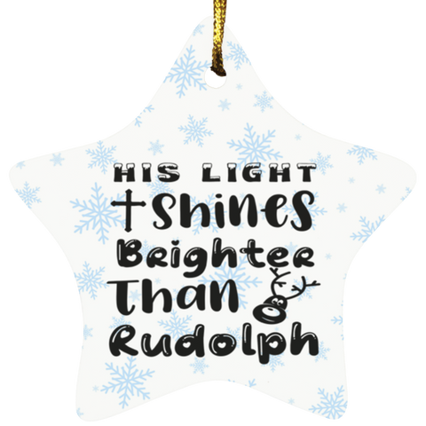 Durable MDF High-Gloss Christmas Ornament: His Light Shines Brighter Than Rudolph (Design: Star-Blue Snowflake)