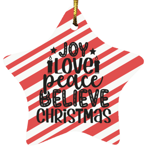 Durable MDF High-Gloss Christmas Ornament: Joy, Love, Peace, Believe, Christmas (Design: Star-Candy)