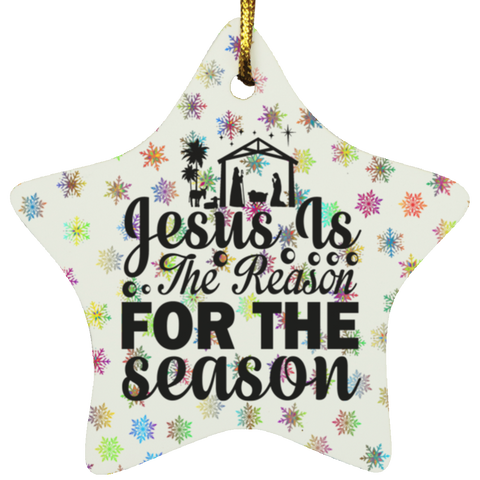 Durable MDF High-Gloss Christmas Ornament: Jesus Is The Reason For The Season (Design: Star-Rainbow Snowflake)
