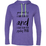 Bible Verse Men Long Sleeve T-Shirt Hoodie - "Psalm 119:105" Design 9 (Black Font) - Meditate Healing Christian Store