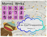 Cozy Plush Baby Milestone Blanket - I Am God's Masterpiece ~Ephesians 2:10~ (Design: Giraffe 2)