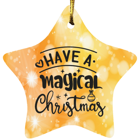 Durable MDF High-Gloss Christmas Ornament: Have A Magical Christmas (Design: Star-Orange)