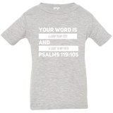 Bible Verse Infant Jersey T-Shirt - "Psalm 119:105" Design 21 (White Font) - Meditate Healing Christian Store