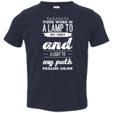 Bible Verse Toddler Jersey T-Shirt - "Psalm 119:105" Design 17 (White Font) - Meditate Healing Christian Store