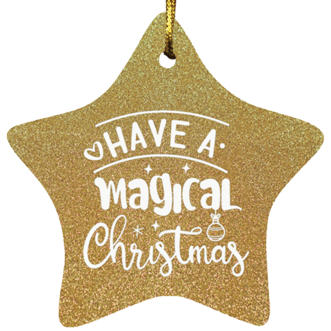 Durable MDF High-Gloss Christmas Ornament: Have A Magical Christmas (Design: Star-Gold)