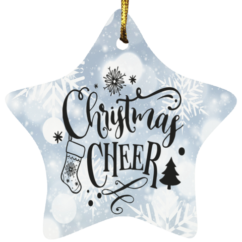 Durable MDF High-Gloss Christmas Ornament: Christmas Cheer (Design: Star-White Snowflake)