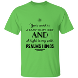 Bible Verse Men 5.3 oz. T-Shirt - "Psalm 119:105" Design 5 (Black Font) - Meditate Healing Christian Store