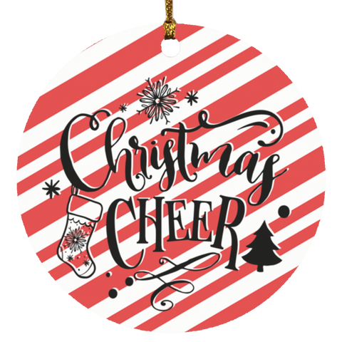 Durable MDF High-Gloss Christmas Ornament: Christmas Cheer (Design: Round-Candy)