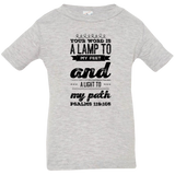 Bible Verse Infant Jersey T-Shirt - "Psalm 119:105" Design 17 (Black Font) - Meditate Healing Christian Store