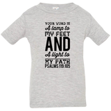 Bible Verse Infant Jersey T-Shirt - "Psalms 119:105" Design 3 (Black Font) - Meditate Healing Christian Store