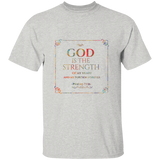 Bible Verse Men 5.3 oz. T-Shirt - "Psalm 73:26" Design 10 - Meditate Healing Christian Store