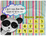 Cozy Plush Baby Milestone Blanket - God Is With Me ~Isaiah 41:10~ (Design: Panda 1)