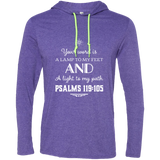 Bible Verse Men Long Sleeve T-Shirt Hoodie - "Psalm 119:105" Design 5 (White Font) - Meditate Healing Christian Store