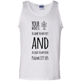 Bible Verse Men 100% Cotton Tank Top - "Psalm 119:105" Design 19 (Black Font) - Meditate Healing Christian Store