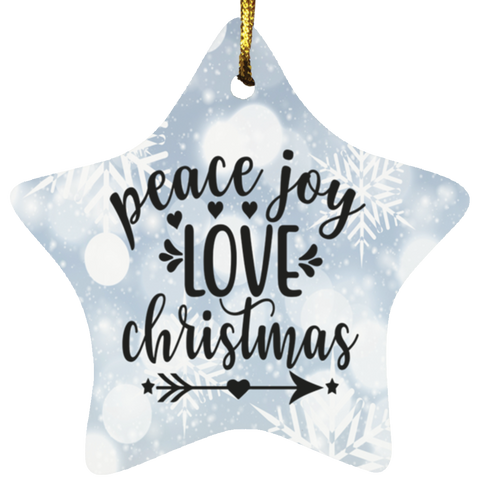 Durable MDF High-Gloss Christmas Ornament: Peace Joy Love  Christmas (Design: Star-White Snowflake)