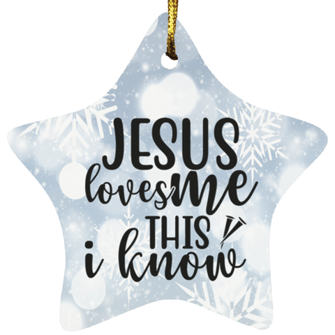 Durable MDF High-Gloss Christmas Ornament: Jesus Loves Me This I Know (Design: Star-White Snowflake)