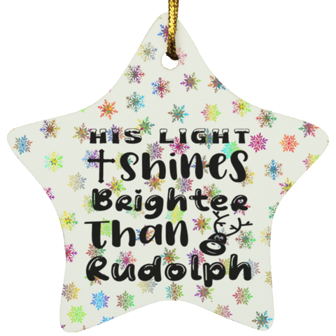 Durable MDF High-Gloss Christmas Ornament: His Light Shines Brighter Than Rudolph (Design: Star-Rainbow Snowflake)