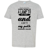 Bible Verse Toddler Jersey T-Shirt - "Psalm 119:105" Design 17 (Black Font) - Meditate Healing Christian Store