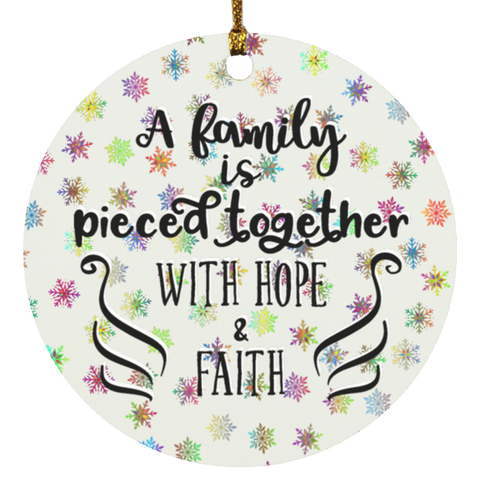 Durable MDF High-Gloss Christmas Ornament: A Family Is Pieced Together With Hope & Faith (Design: Round-Rainbow Snowflake)