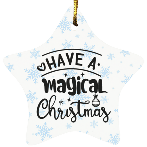 Durable MDF High-Gloss Christmas Ornament: Have A Magical Christmas (Design: Star-Blue Snowflake)