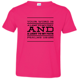 Bible Verse Toddler Jersey T-Shirt - "Psalm 119:105" Design 11 (Black Font) - Meditate Healing Christian Store