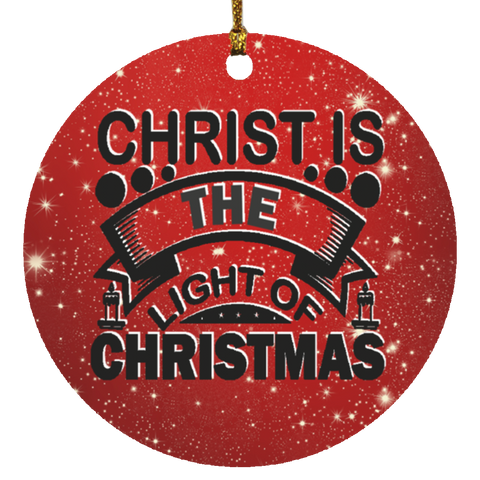 Durable MDF High-Gloss Christmas Ornament: Christ Is The Light Of Christmas (Design: Round-Red)