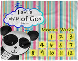 Cozy Plush Baby Milestone Blanket - I Am A Child Of God ~John 1:12~ (Design: Panda 1)