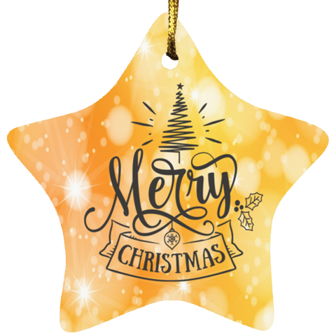 Durable MDF High-Gloss Christmas Ornament: Merry Christmas (Design: Star-Orange)