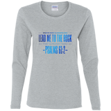 Bible Verse Ladies' Cotton Long Sleeve T-Shirt - "Psalms 61:2" Design 4 - Meditate Healing Christian Store