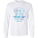Bible Verse Ladies' Cotton Long Sleeve T-Shirt - Lead Me To The Rock That Is Higher Than I ~Psalms 61:2~ Design 7