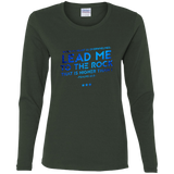 Bible Verse Ladies' Cotton Long Sleeve T-Shirt - "Psalm 61:2" Design 12 - Meditate Healing Christian Store