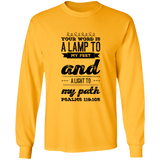 Bible Verse Long Sleeve  Ultra Cotton T-Shirt - "Psalm 119:105" Design 17 (Black Font) - Meditate Healing Christian Store